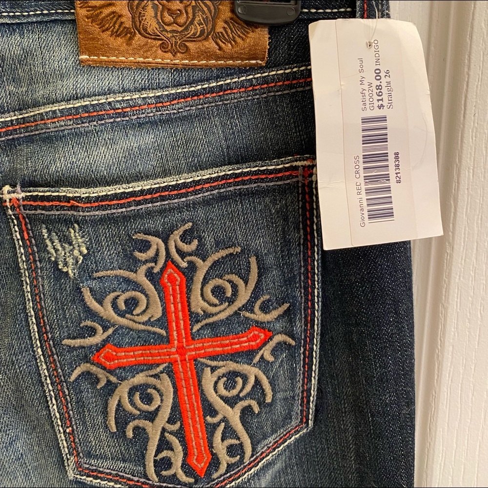 Giovanni Jeans Distressed Red Cross Pockets